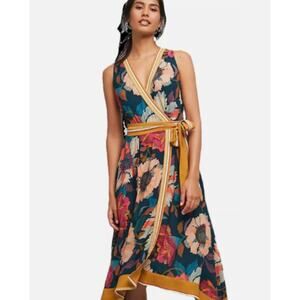 Maeve Floral Wrap Midi Dress - Multicolor